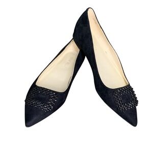 Nine West Flats Pointed Toe‎ Rhinestone Embellished Dress Shoes Black Size 7.5